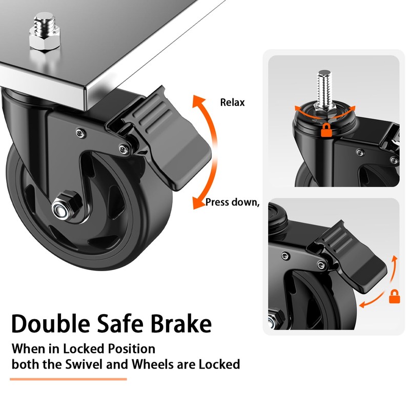 Casters Set of 4,3 inch Threaded Stem Caster Wheels,1/2"-13 x