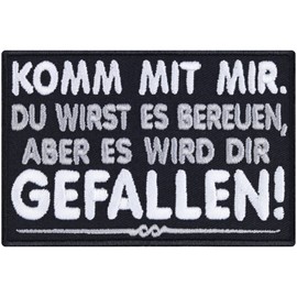 Funny Sew-On / Iron-On Patch "Komm mit mir - es wird dir gefallen" Biker Iron-On / Sew-On Heavy Metal Iron-On Appliqué for All Fabrics 90 x 60 mm
