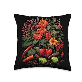 Chilli Peppers Gardener Spicy Food Lover Chili Hot Plants Chillis Garden Spicy Pepper Throw Pillow, 16x16, Multicolor