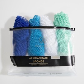 4 Piece African Exfoliating Net Sponge Bundle, Ethically Sourced from Nigeria Bath Sponge:_SERENITY