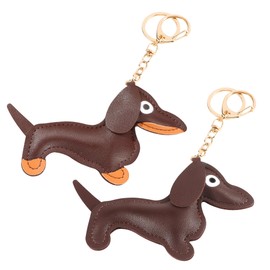 2 Stück Schlüsselanhänger Dackel, Süße Welpe Hundetasche Anhänger Leder Glücksbringer Dackel Keychain Geschenke für Lieblingsmensch Frauen Männer Kinder Geburtstag Schlüsselring