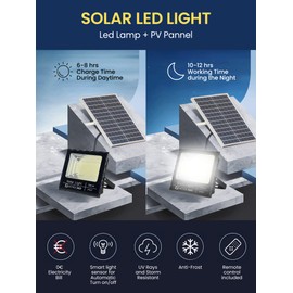 Vicyol S&D Solar LED Spotlight, 18W Solar Light Outdoor IP67 Security Lighting, 4000K Light, 50 LED Spotlights with Solar Panel for Patio, Garden, Garage. 1.2Ah Rain Jacket