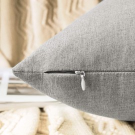 Miulee Set of 2 Waterproof Cushion Covers, Outdoor Sofa Cushion Covers, Decorative Modern Cushion Covers, Linen Look Polyester, for Garden, Sofa, Living Room, Bed, 45 x 45 cm, Grey White