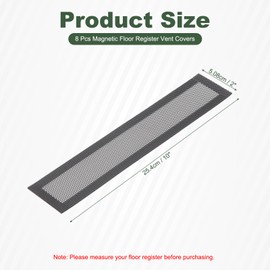 YOKIVE 8 Pcs Magnetic Floor Vent Covers, Floor Register Cover PVC Mesh Air Vent Screen Filters, Great for Home Floor, Wall, Ceiling, Catch Debris Hair Dust (Black, 10-Inch x 2-Inch)