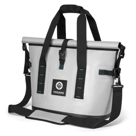 Vogano 40 Can Soft Cooler Bag - Insulated Leak-Proof Large Cooler Bag with Roll-Top Waterproof Seal | Portable Ice Chest for Camping, Beach, Travel, Picnics | 24HR Cold Retention (Gray)