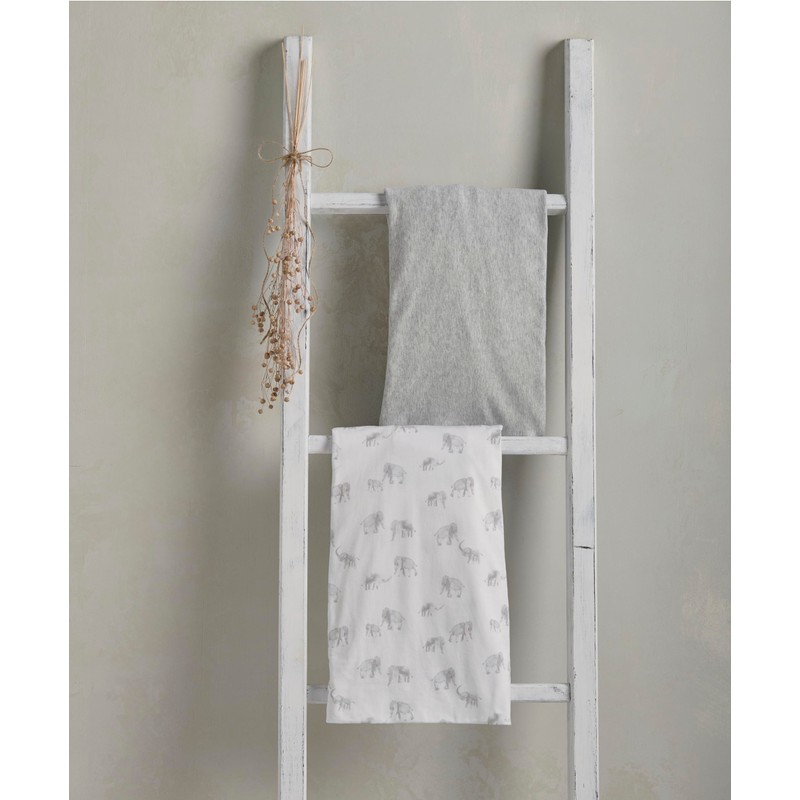 Mamas & Papas 2 Pack Cot/Bed Fitted Sheets, Elephant