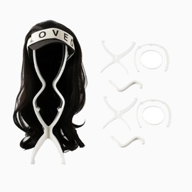 Guanici 3 Pieces Adjustable Plastic Wig Stand Wig Stand Set Portable Foldable Wig Stand for Long Hair Wig Stand for All Types of Short Wigs Long Wigs Hats Headpieces