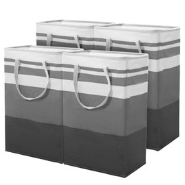 4 Pcs 75L Large Laundry Basket Hamper, Freestanding Waterproof Collapsible Clothes Organizer with Handles for Bedroom Bathroom Dorm Family, Grey