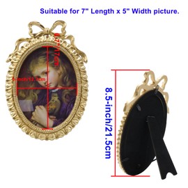 Bitray Vintage Picture Frame, 5 x 7 Inch Oval Bowknot Photo Frames with Glass Front, Home Decor for Wall Haning or Tabletop Display