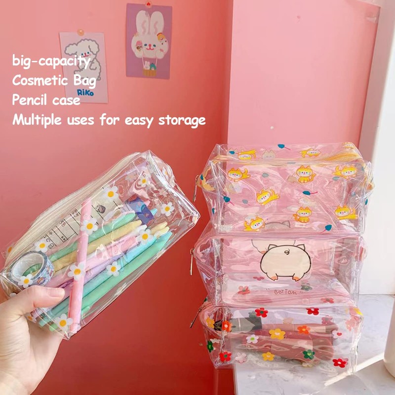 ZMZZ Cute makeup bag, transparent portable makeup bag, waterproof toiletries