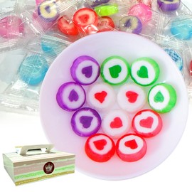 KWOLYKIM Heart Shaped Candy 300g/10.58oz Hard Candy Bulk Individually Wrapped Multi-color Heart Candies Great for Party - Valentines Day - Office Candy