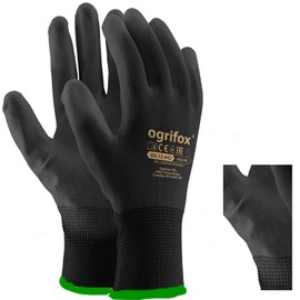Ogrifox OX-Poliur_Bb7 Protective Work Gloves Black 7 Size 12 Pairs