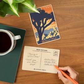 Joshua Tree National Park, California, Lithograph (4x6 Birch Wood Postcards, 2-Pack Stationary, Rustic Home Wall Decor)