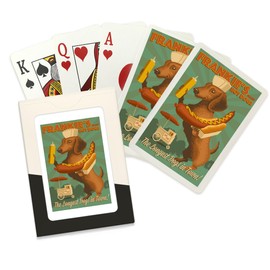 Lantern Press Dachshund, Retro Hotdog Ad (52 Playing Cards, Poker Size Card Deck with Jokers)