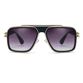 Freckles Mark Trendy Retro Sunglasses for Men Women Classic Stark Vintage Shades 70s Italian Fashion Square Metal Glasses (Grey/Black, 56)