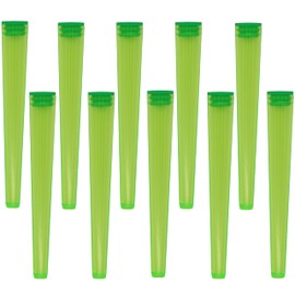 Cherry-on-Top Cherry-on-Top King Size Cone Holder Air Tight Hard Plastic Tube Smoking Rolling Cig Tube, 10 Holders Green