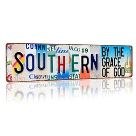 Vintage Wall Art Decor Street Signs for Kitchen Bathroom Home Indoor Outdoor Metal Road Sign FarmHouse Camping Bar Rustic Retro Plaques 16 X 4 inch (SOUTHERN)