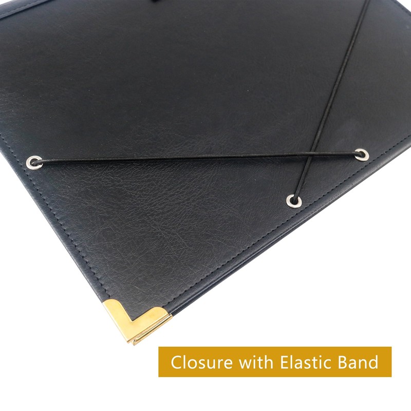IvyRobes PU Leather Sheet Music Folder Black, 3 Rings Hand
