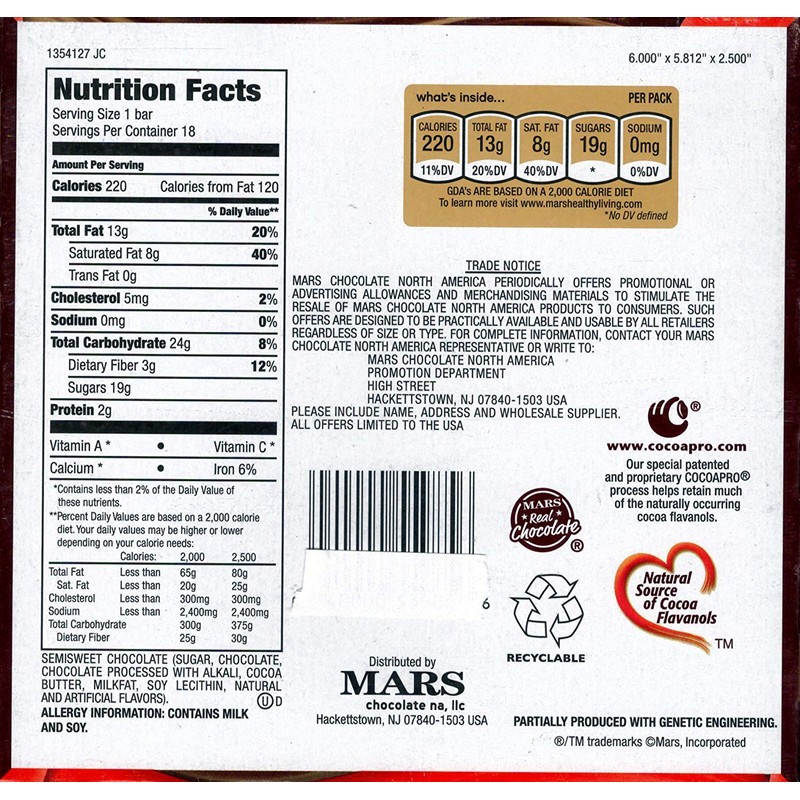 Dove Dark Chocolate Silky Smooth: 18 Bars of 1.44 Ounce