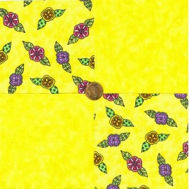 Various Manufacturers Whimsy Purple Flowers Yellow 4 inch Fabric Novelty Quilt Squares my4