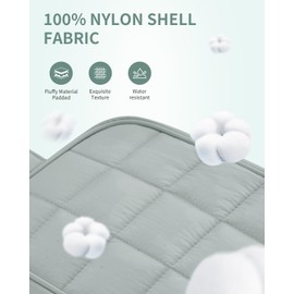 Narwey Travel Makeup Bag Large Cosmetic Bag Makeup Case Organizer Cute Makeup Bag for Women (Quilted Sage Green)