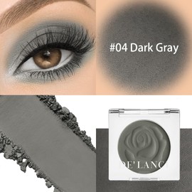 Matte Dark Grey Eyeshadow with Applicator, Highly Pigmented, Long-Lasting, Waterproof, Gothic Grey Eyeshadow, Cool Grey for Smokey Eyes and Natural Looks, Professional