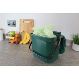 Caddy Company - 5 Litre Tie-Handle Compostable Food Caddy Liners - 100 x Food Waste Compostable Bags - 5L x 100 green bags