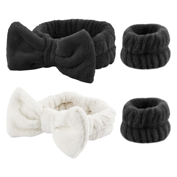 2 Pcs Hair Ties With 2 Pcs Wrist Towels, Elastic