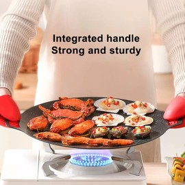 Korean Grill Pan with Non-stick Coating, 11.8-Inch Aluminum Alloy Round Griddle for Home & Outdoor Use – Compatible with Gas Stove, Portable BBQ Pan for Camping, Family Dining, and Travel (30cm)