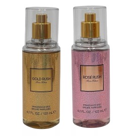Paris Hilton 2 Piece Body Spray Set 4.2 oz Gold Rush & Rose Rush Fragrance Mist