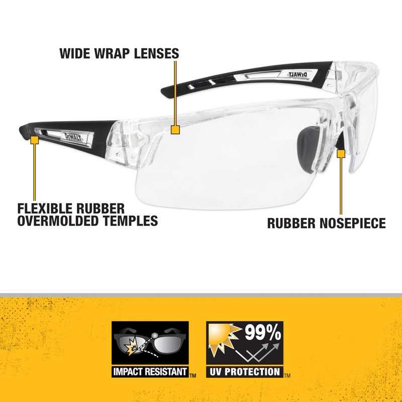 DEWALT DPG100T-1D Crosscut® Safety Glasses - Translucent Half Frame -
