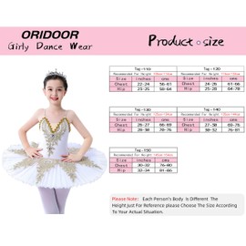 ORIDOOR Girls' Camisole Skirted Leotards Swan Dance Performance Costumes Sequin Lace Ballet Dress Tutu Skirt Tag-150,011 White,12-13 Years