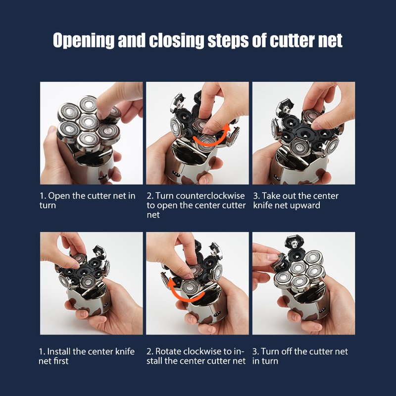 6D Floating Rotary Razor Men's Electric Head Shaver USB Rechargeable