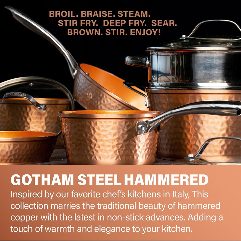 Gotham Steel 10 Inch Hammered Non Stick Frying Pans, Nonstick