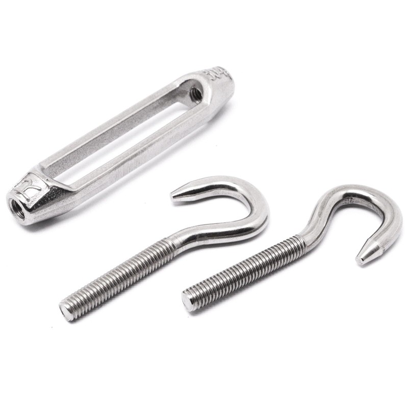 BUXIMN 5Pcs M4 Turnbuckle Hook and Hook, 304 Stainless Steel