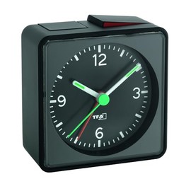 TFA 60.1013 Push Analogue Silent Alarm Clock - Sweep Movement No Ticking