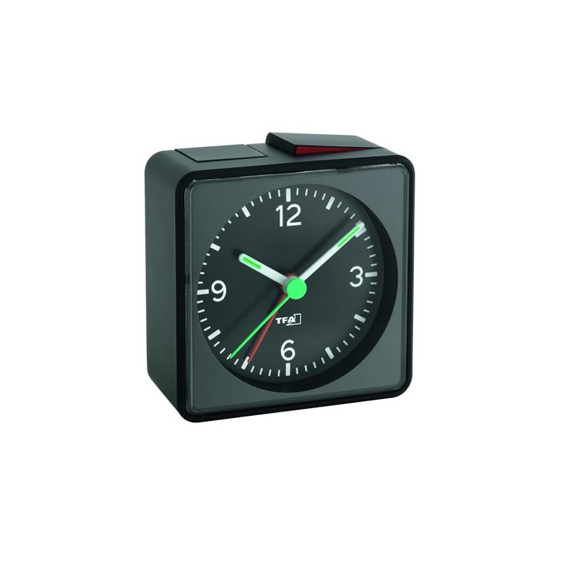 TFA 60.1013 Push Analogue Silent Alarm Clock - Sweep Movement