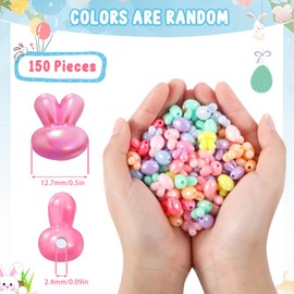 Easter Bunny Beads Pack of 150 Easter Bunny Beads for Threading Colourful Rabbit Beads Easter Crafts for Children Adults DIY Pendants Bracelets Necklaces