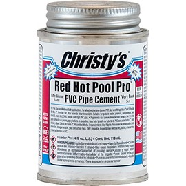 Christy's Red Hot Pool Pro PVC Cement - Medium Body, Very Fast Set, Low-VOC, 1/4 Pint (4 fl oz)