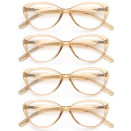 OLOMEE Cat Eye Reading Glasses Women +2.25 Stylish Lightweight Readers Modern Cateye Cheaters Glasses 4 Pack Spring Hinges Comfortable Fit