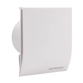 Estevez Extractor De Aire Modelo 2104-BL(eco) | Ventilador para Baño y Cocina Súper Delgado de 4", 17 Watts, 42dB, Flujo de Aire 48 m³/hr | Instalación en Muro | Color: Blanco.