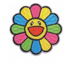 Rainbow Sun Smiling Happy Sunflower Smile Face Emoji  Iron On Patch 2321