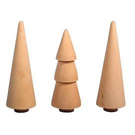 Rayher 46541505 Wooden Trees, 2.9 cm, Natural, Assorted 7.8-8.5 cm Height, Box of 3, Normal