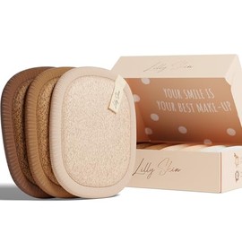 Lilly Skin Washable and Reusable Makeup Removal Pads - Square Microfibre Cloths for Cleansing and Exfoliating Facial Skin - Box of 7 Faux Leather Pads - Nude Edition - XL
