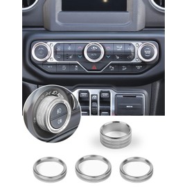 Savadicar Climate Control Panel Knob Trim Kit & Light Control Switch Cover, Air Conditioner Knob Aluminum Alloy Ring for 2018-2024 Jeep Wrangler JL JLU & Gladiator JT, Interior Accessories, Silver