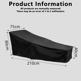 Garden Lounger Cover Weatherproof, Protective Cover for Deck Chair 210 x 75 x 80/40 cm, 210D Oxford Fabric, Waterproof, Windproof, Dustproof, UV-Resistant Tarpaulin for Sun Lounger, Lounge Lounger