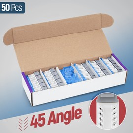 Everest 45° Angled RJ45 Cat5e Keystone Jacks 50-Pack in Gray - Slim Profile Female RJ45 Connectors - Cat 5e Keystone Jack - Compatible with 45° Angled Speed Termination Tool - 45Term (B0BL3GS7ZY)