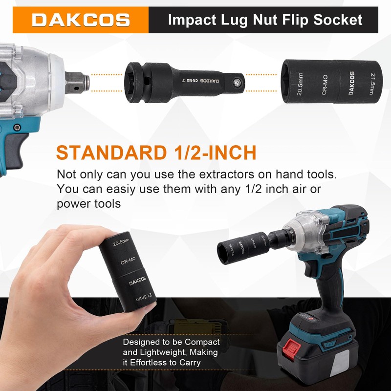 DAKCOS 20.5 x 21.5 mm Impact Wrench Nuts, Double Head