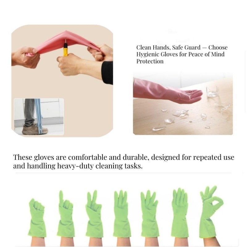 BechKCpro 3-Pair Durable Kitchen Dishwashing Gloves with Latex free -