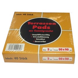 90x90x3 mm Terrassen-Gummi-Pads / Unterlage für Unterkonstruktion / 40 Stück